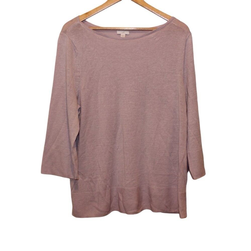 J. Jill Lilac Linen Blend 3/4 sleeve Sweater Women's Size XL